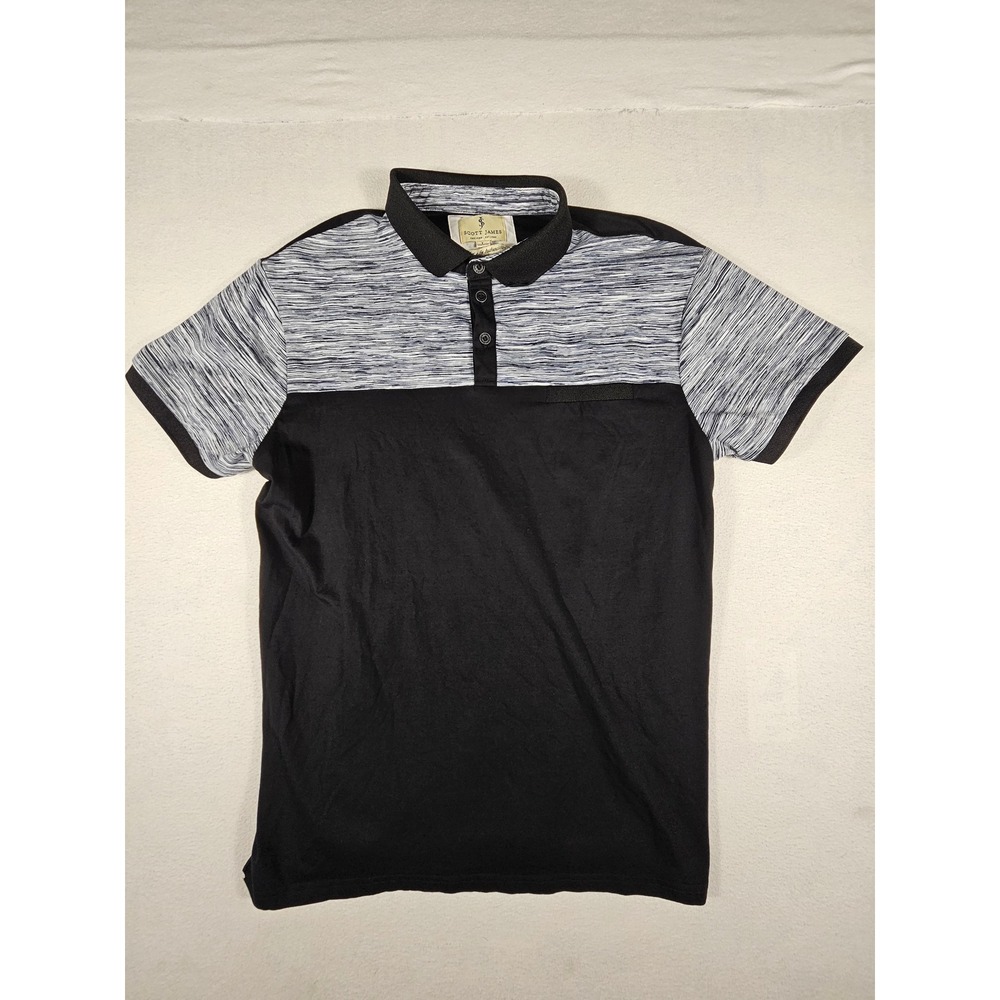 Scott‎ James Mens Large Polo Shirt Black Grey Space Dye Colorblock Short Sleeve
